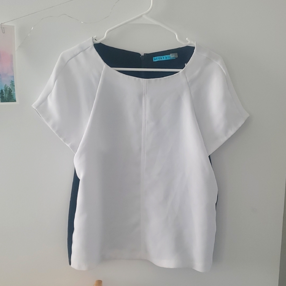 Alice and Olivia White and Black Women's Top